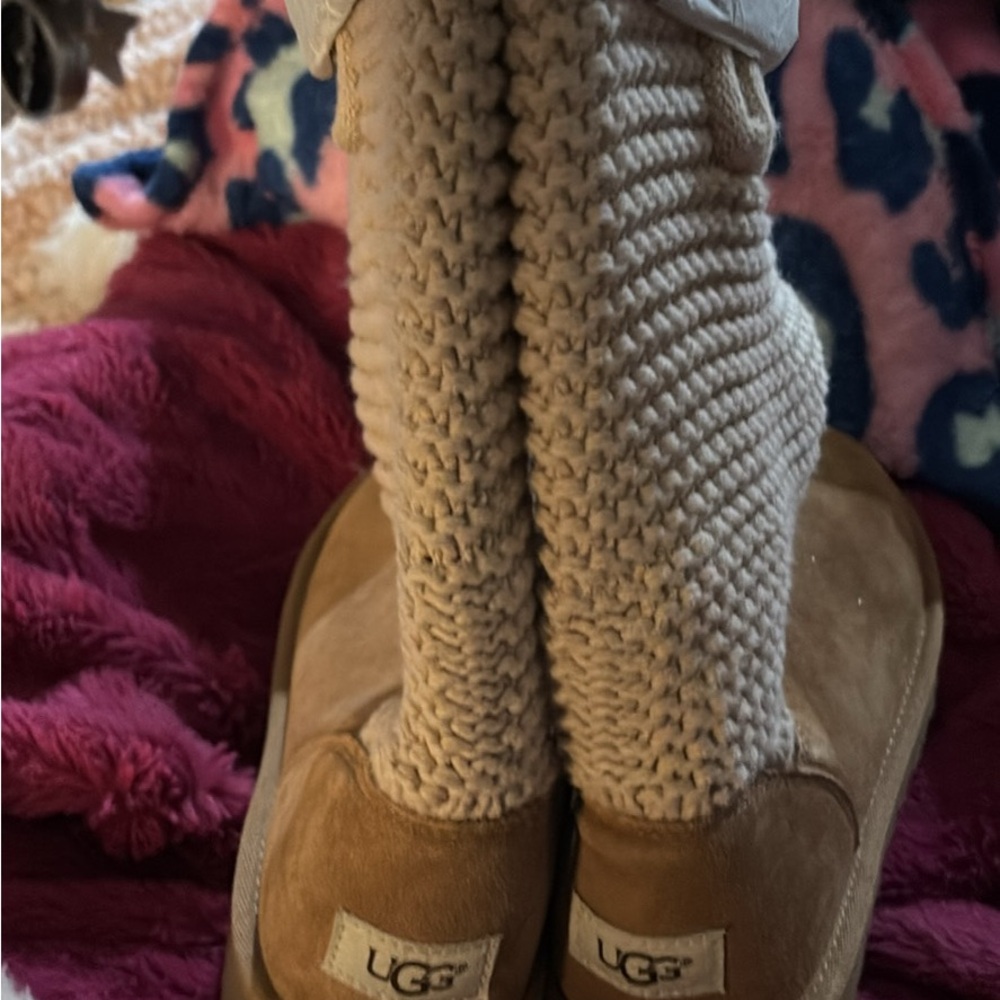 Cozy Tan Knit and Suede Boots nwt sz 8 - Picture 4 of 5